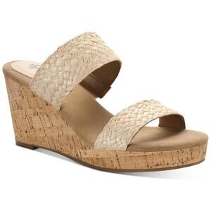 Style & Co Women Daliaa Cork Wedge Double Strap Slide Sandals US 9.5M Natural